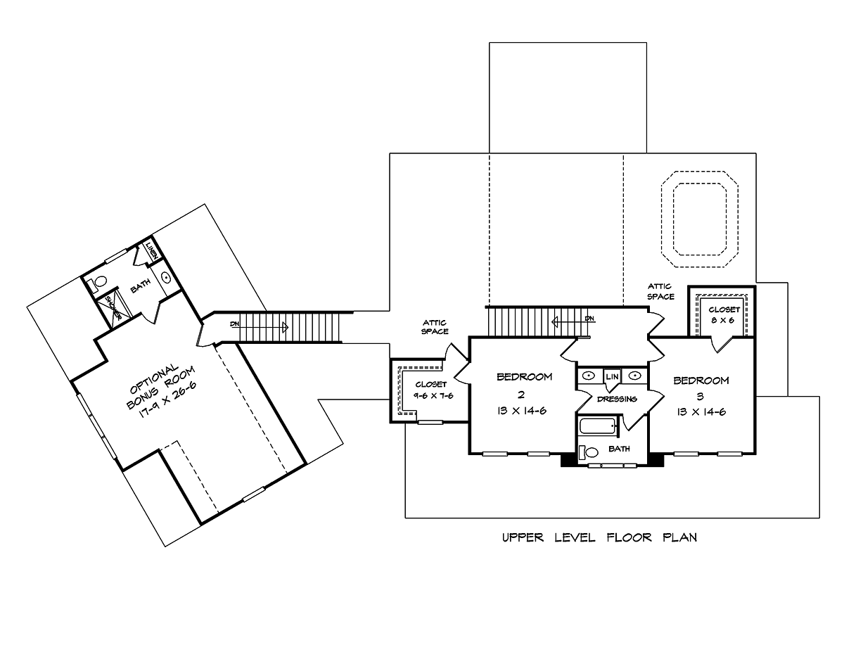 Country Farmhouse Southern Level Two of Plan 60072