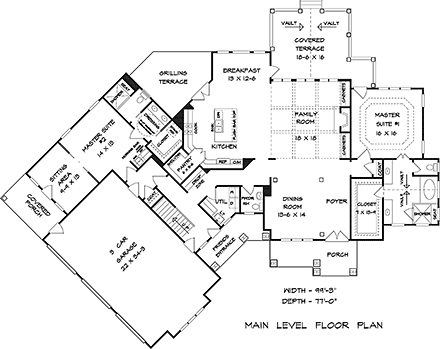 House Plan 60077 First Level Plan