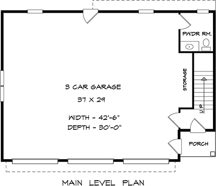 Garage-Living Plan 60079 First Level Plan