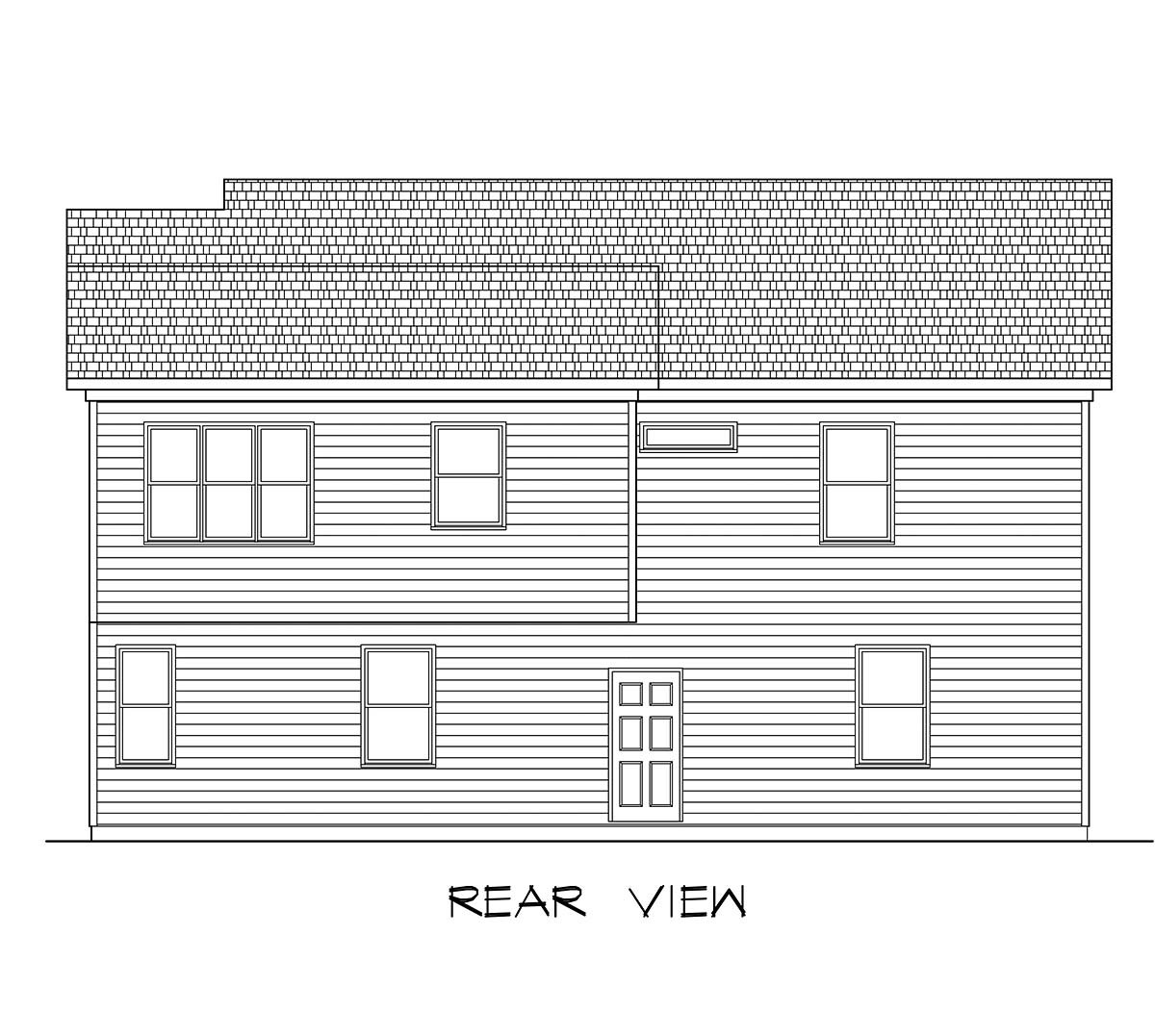Country, Craftsman, Traditional Garage-Living Plan 60079 with 2 Beds, 3 Baths, 3 Car Garage Rear Elevation