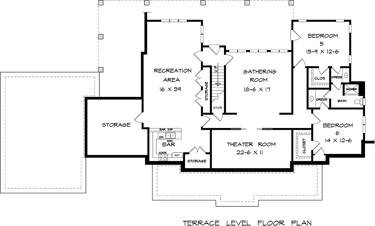 Craftsman Traditional Lower Level of Plan 60088