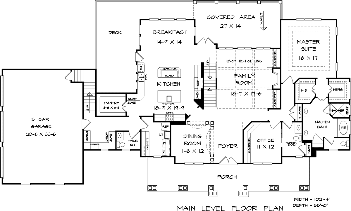 Craftsman Traditional Level One of Plan 60088