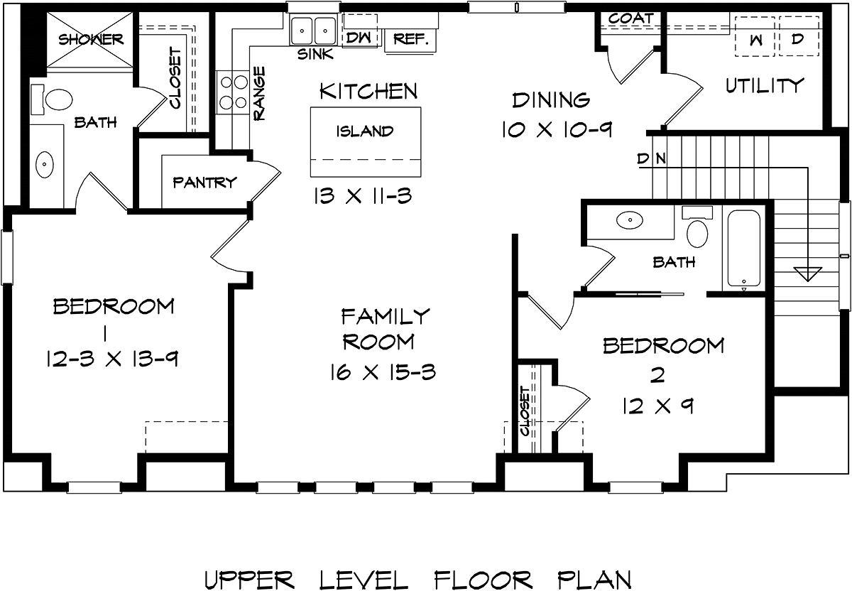 Craftsman, Traditional 3 Car Garage Apartment Plan 60089 with 2 Beds, 3 Baths Level Two