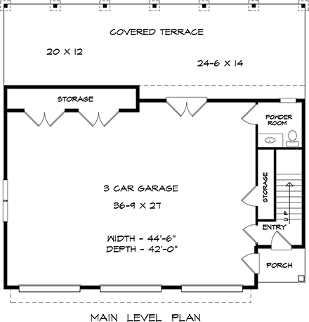 Garage-Living Plan 60092 First Level Plan
