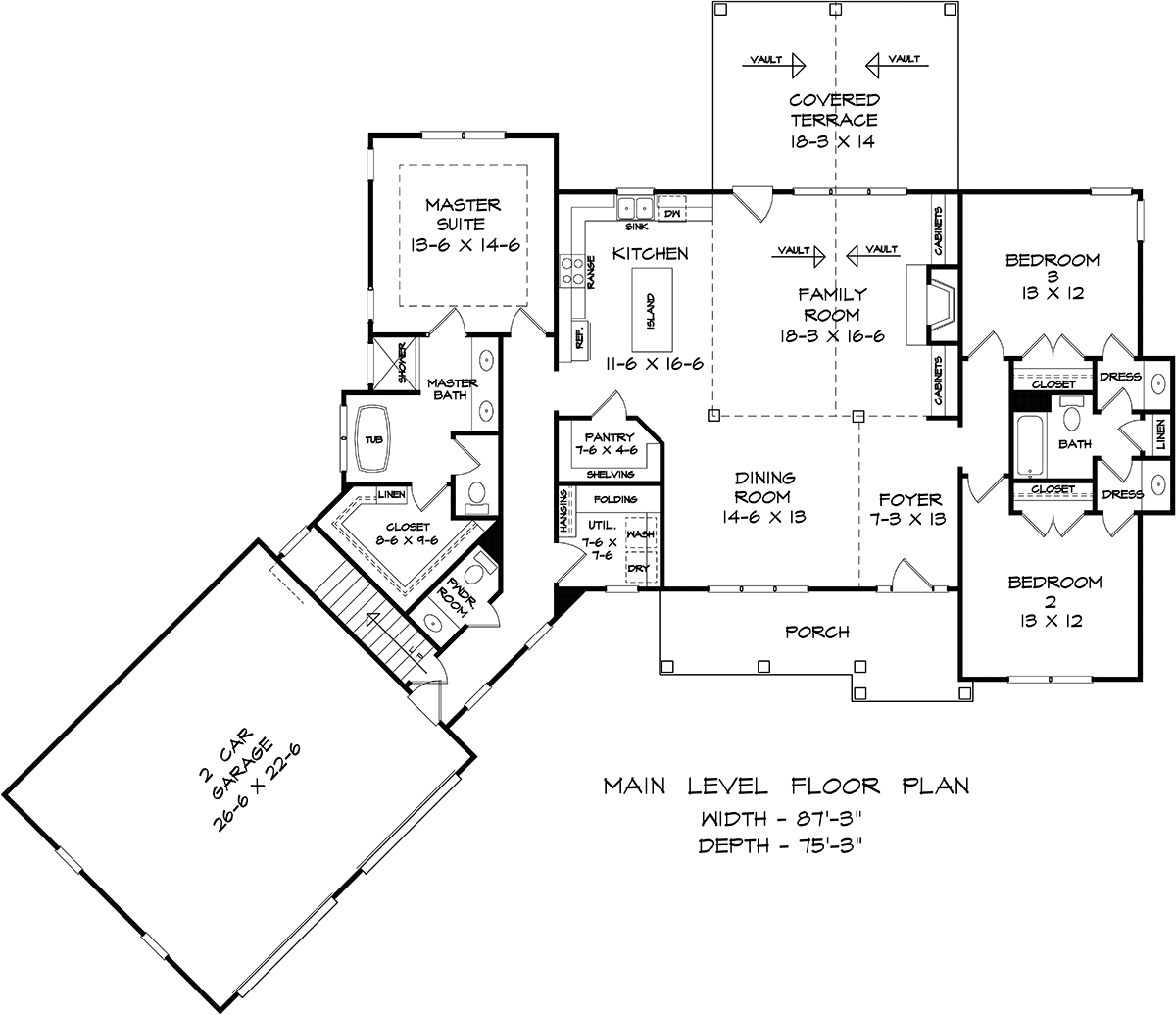 Craftsman Traditional Level One of Plan 60097