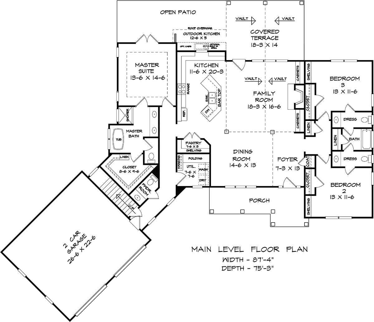 Craftsman Traditional Level One of Plan 60098