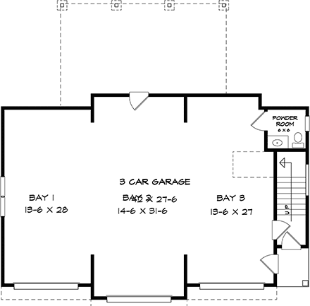 Garage-Living Plan 60099 First Level Plan