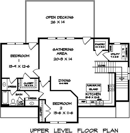Garage-Living Plan 60099 Second Level Plan