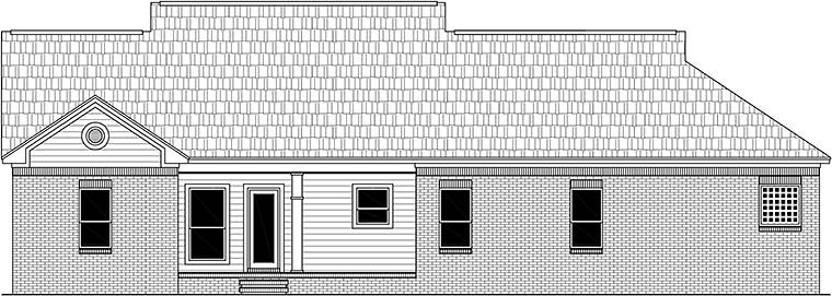 Country Craftsman Rear Elevation of Plan 60100
