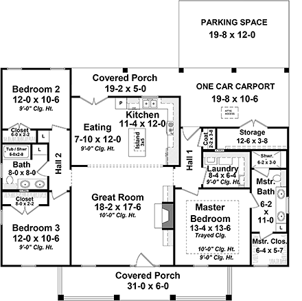 House Plan 60101 First Level Plan