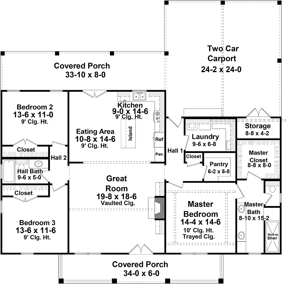 House Plan 60102 Southern Style With 1800 Sq Ft 3 Bed 2 Bath