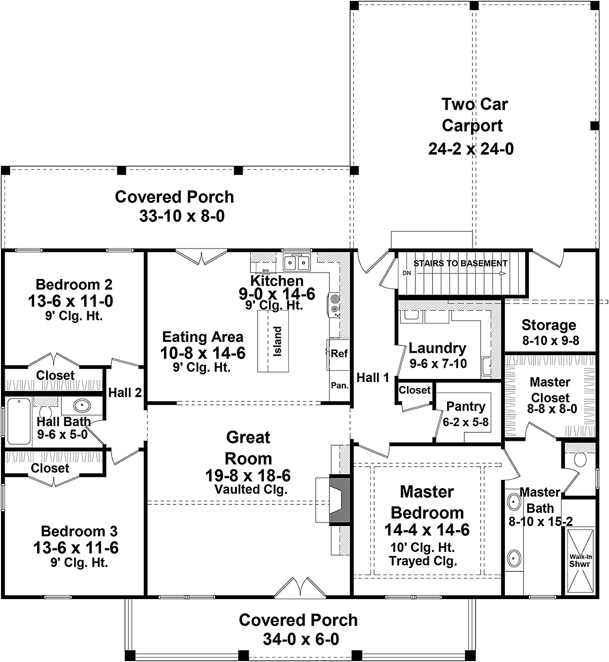 Country Farmhouse Ranch Level One of Plan 60106