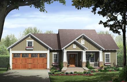Cottage Country Craftsman Elevation of Plan 60107