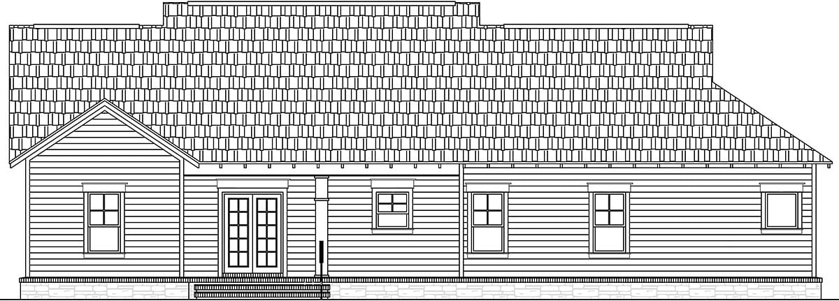 Cottage Country Craftsman Rear Elevation of Plan 60107