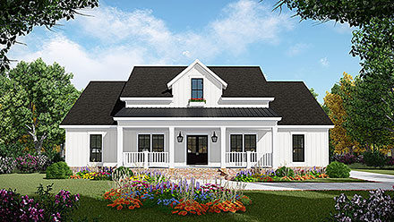 Country Farmhouse New American Style Ranch Elevation of Plan 60108