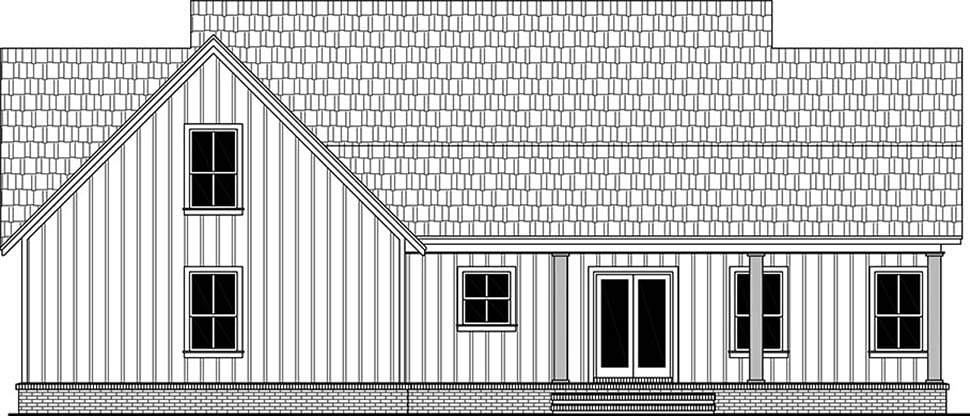 Country Farmhouse New American Style Ranch Rear Elevation of Plan 60108