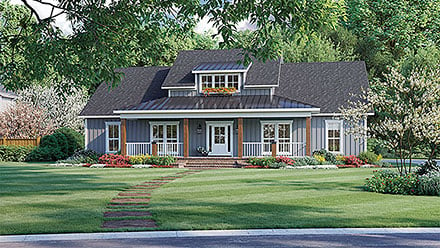 Country Farmhouse Ranch Elevation of Plan 60109