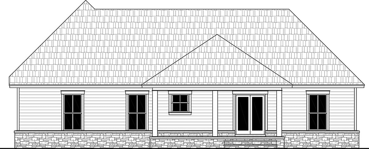 Country Farmhouse Ranch Traditional Rear Elevation of Plan 60110