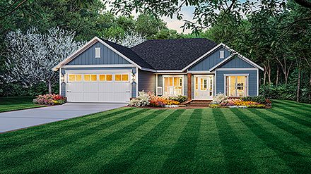 Country Farmhouse Ranch Traditional Elevation of Plan 60111