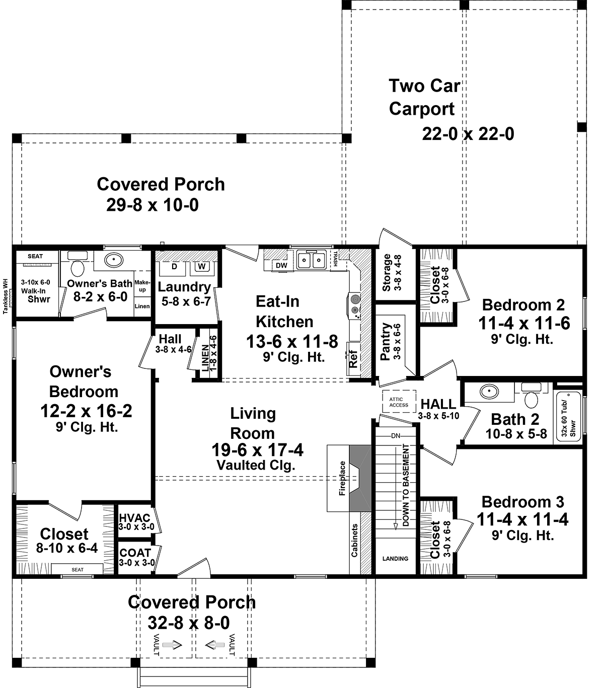 Cottage Country Craftsman Farmhouse Ranch Alternate Level One of Plan 60113