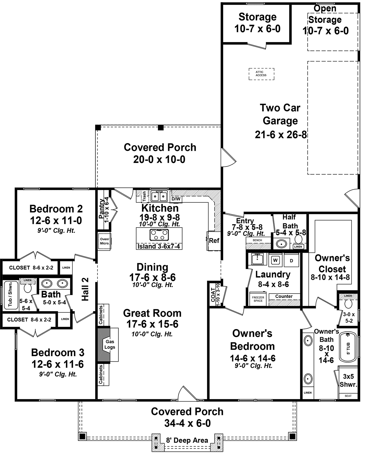 Country Farmhouse Traditional Level One of Plan 60114