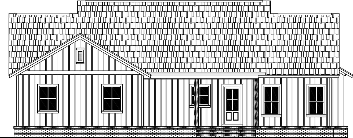 Country Farmhouse Traditional Rear Elevation of Plan 60114