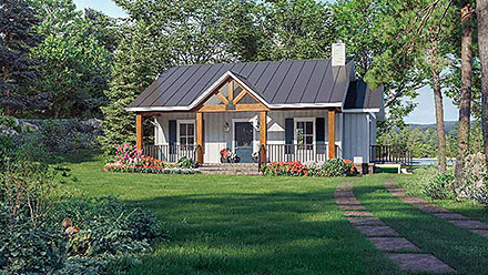 Cottage Country Farmhouse Ranch Elevation of Plan 60116