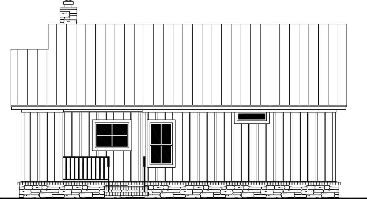 Cottage Country Farmhouse Ranch Rear Elevation of Plan 60116