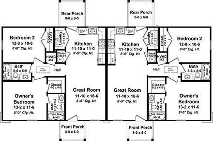 Multi-Family Plan 60117 First Level Plan