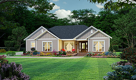 Country Farmhouse Ranch Traditional Elevation of Plan 60120