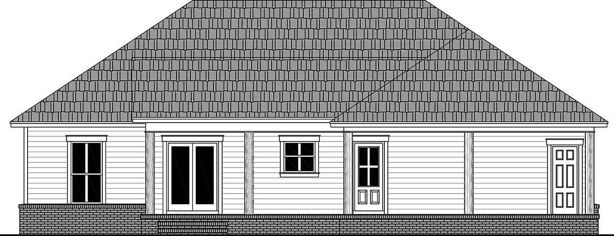 Country Farmhouse Ranch Traditional Rear Elevation of Plan 60120