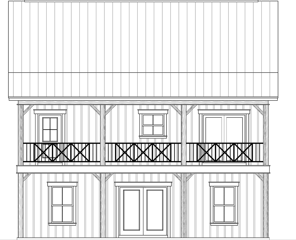 Cottage Country Farmhouse Ranch Rear Elevation of Plan 60121