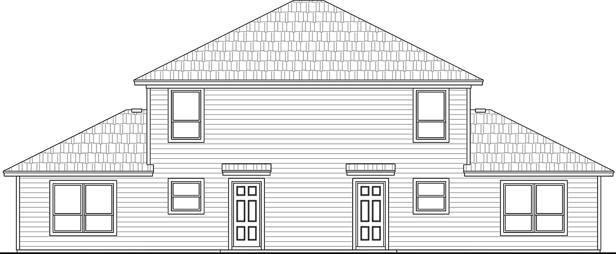 Country Traditional Rear Elevation of Plan 60122