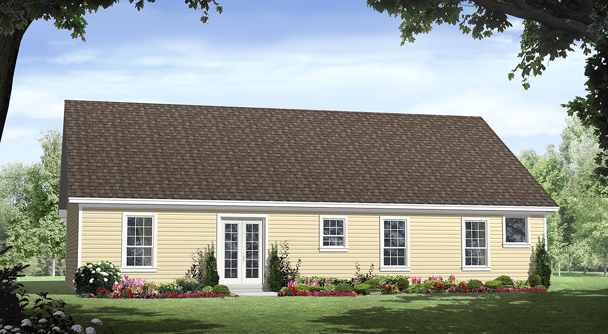 Country Ranch Traditional Rear Elevation of Plan 60125