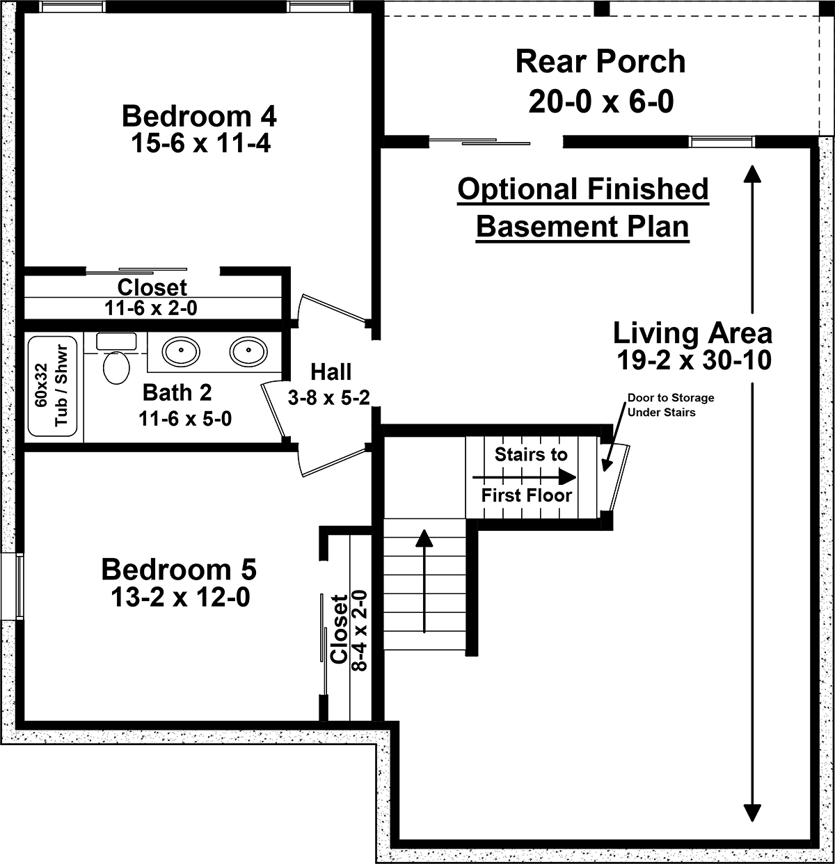 Country Farmhouse Lower Level of Plan 60128