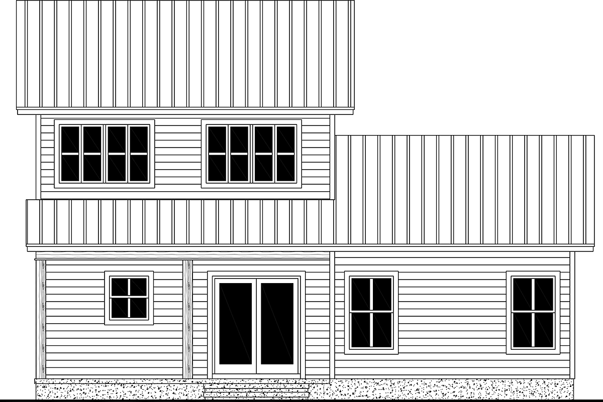 Country Farmhouse Rear Elevation of Plan 60128