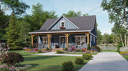 Cottage Country Farmhouse Ranch Elevation of Plan 60132