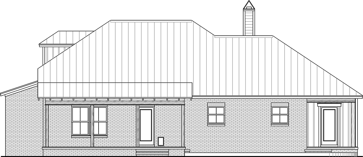 Country Farmhouse Traditional Rear Elevation of Plan 60133