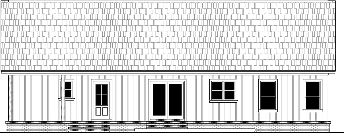 Country Farmhouse Traditional Rear Elevation of Plan 60134