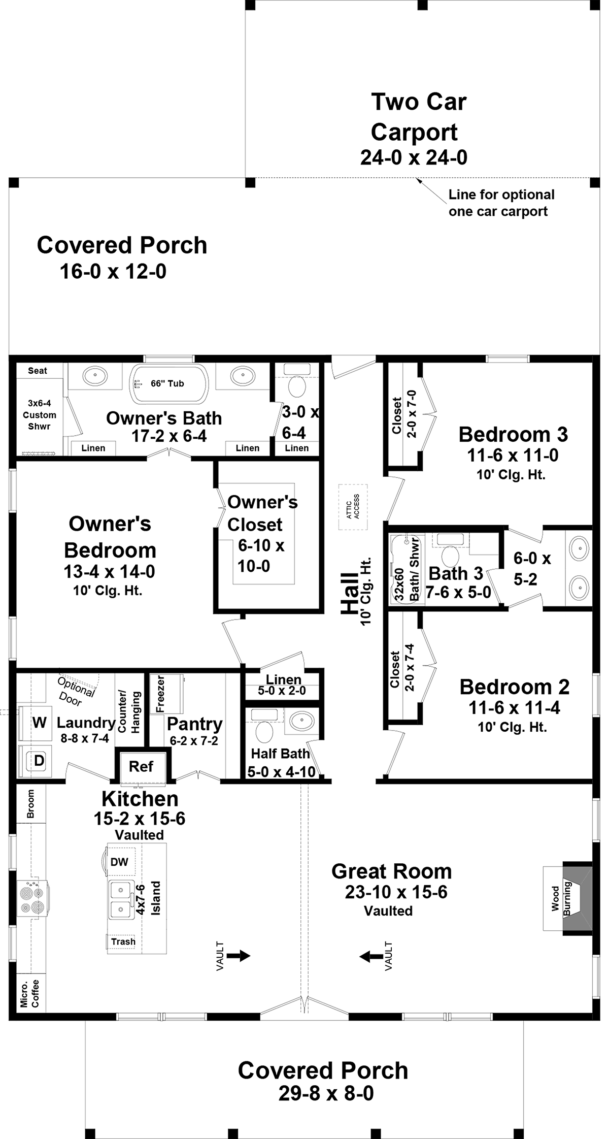 Barndominium Country Farmhouse Level One of Plan 60135