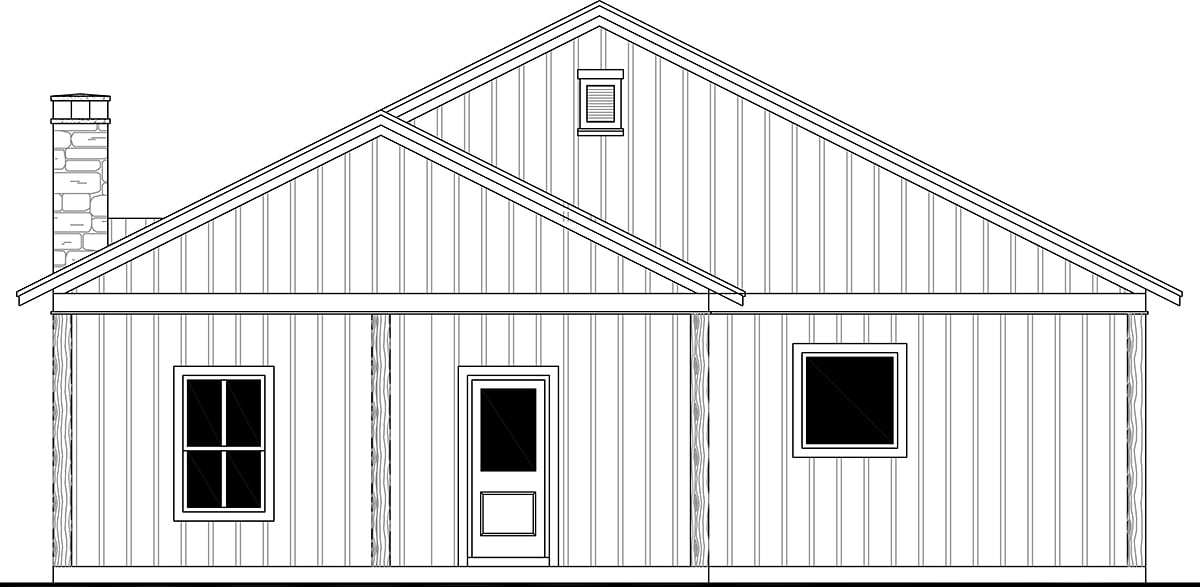 Barndominium Country Farmhouse Rear Elevation of Plan 60135