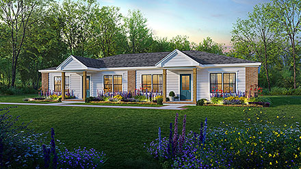 Country Ranch Southern Traditional Elevation of Plan 60136