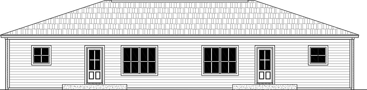 Country Ranch Southern Traditional Rear Elevation of Plan 60136