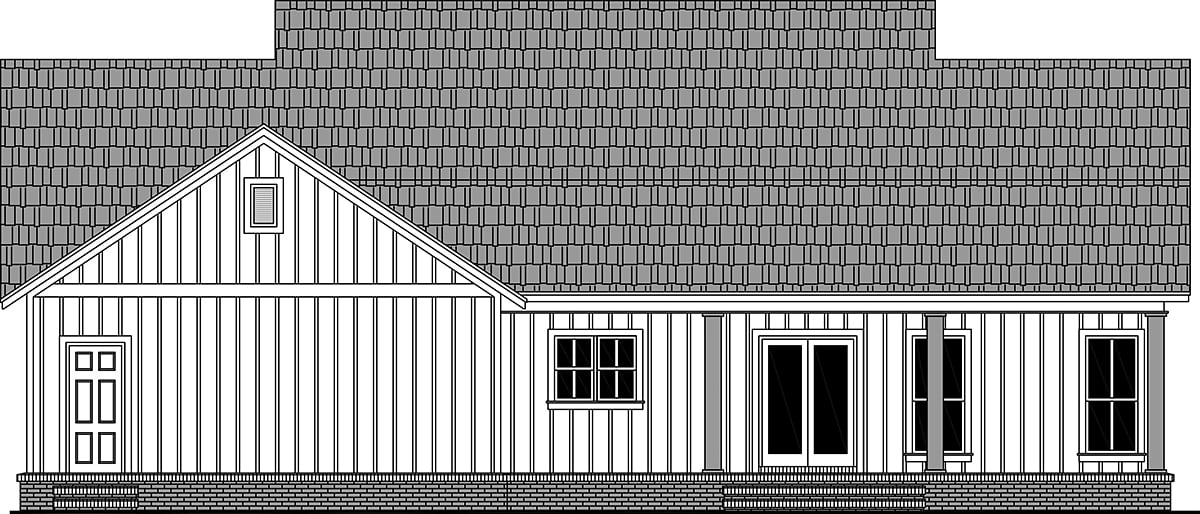 Country Farmhouse Ranch Rear Elevation of Plan 60137