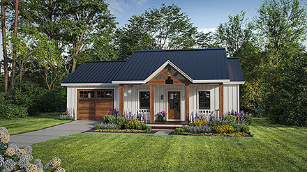 Cottage Country Farmhouse Ranch Elevation of Plan 60139