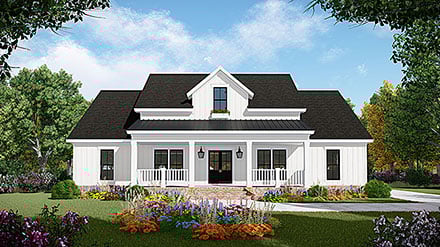 Country Farmhouse Ranch Elevation of Plan 60141