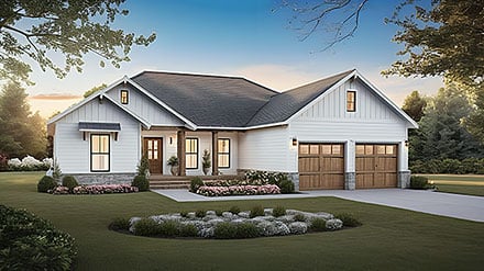 Country, Farmhouse, Ranch, Traditional House Plan 60145 with 3 Beds, 2 Baths, 2 Car Garage