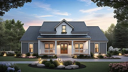 Country Farmhouse Ranch Elevation of Plan 60147