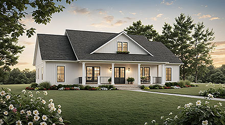 Country Farmhouse Ranch Elevation of Plan 60159