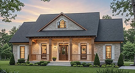 Country Craftsman Farmhouse Traditional Elevation of Plan 60172